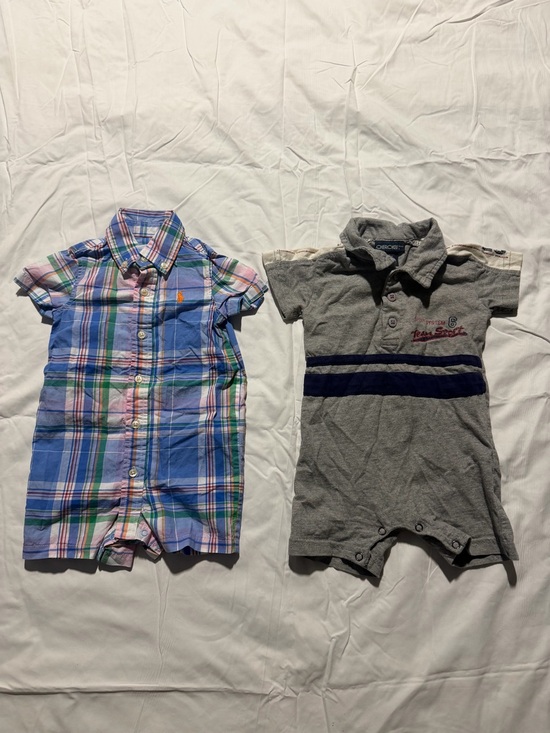 Ralph Lauren Other - Baby Boy Romper Bundle | Ralph Lauren Plaid Romper 6M + Cherokee Polo Romper 9M